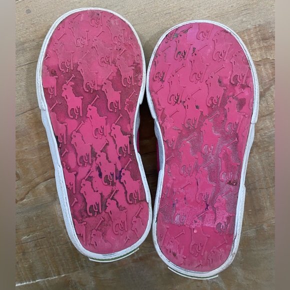 Baby girls Polo Ralph Lauren pony logo girls pink sneakers canvas shoe - Picture 7 of 14